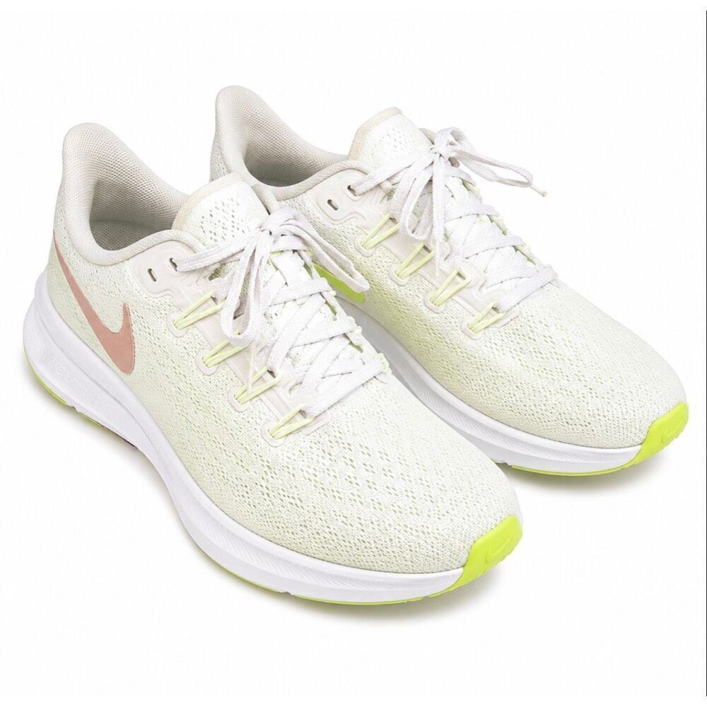 Nike Downshifter Running Shoes White Pink Neon Yellow Mesh Lace Up Sneakers Wome